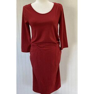 isabel Maternity by Ingrid & Isabel Red Ruched Waist Long Sleeve Dress Sizes S-M